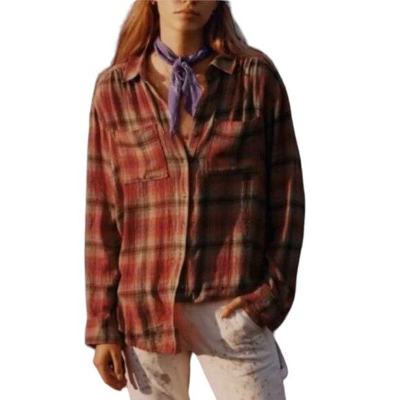 Pilcro & the Letterpress Anthropologie Womens Tunic Sz S Plaid Seamed Buttondown - Picture 2 of 11
